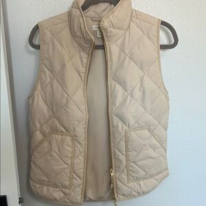 J. Crew Light Beige Quilted Puffer Vest